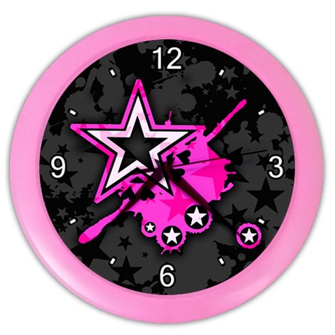 Pink Star Design Color Wall Clock from ArtsNow.com Front