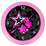 Pink Star Design Color Wall Clock