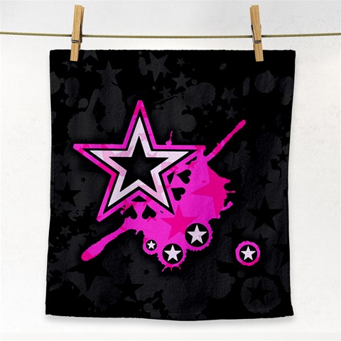 Pink Star Design Face Towel from ArtsNow.com Front