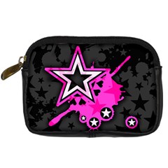 Pink Star Design Digital Camera Leather Case from ArtsNow.com Front