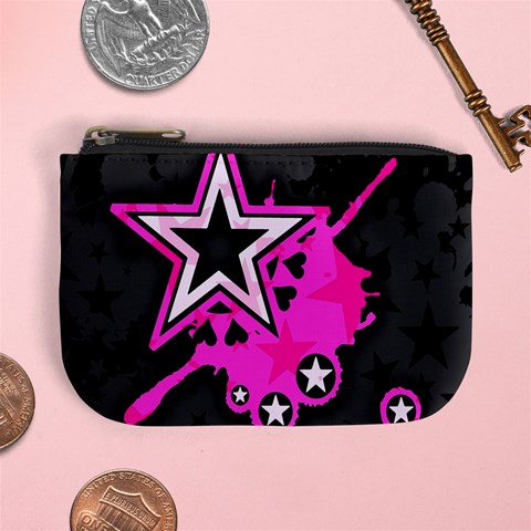 Pink Star Design Mini Coin Purse from ArtsNow.com Front