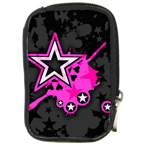 Pink Star Design Compact Camera Leather Case from ArtsNow.com Front