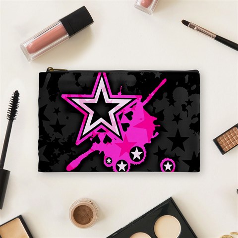 Pink Star Design Cosmetic Bag (Medium) from ArtsNow.com Front