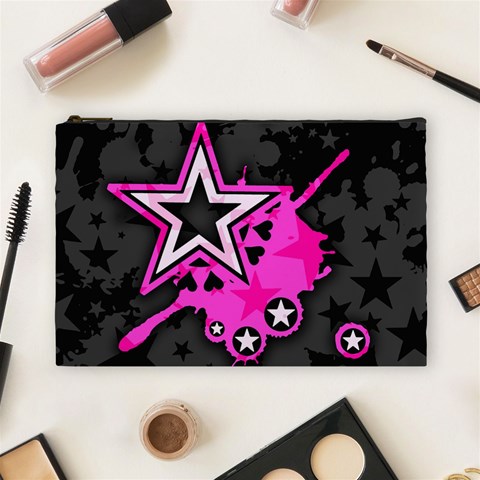 Pink Star Design Cosmetic Bag (Large) from ArtsNow.com Front