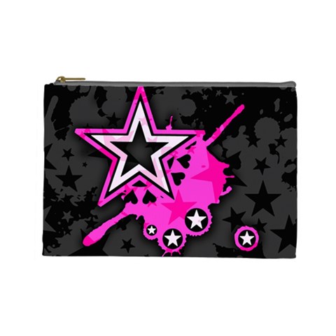 Pink Star Design Cosmetic Bag (Large) from ArtsNow.com Front