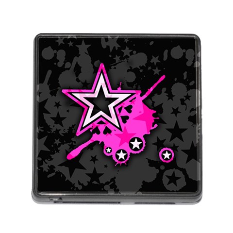 Pink Star Design Memory Card Reader with Storage (Square) from ArtsNow.com Front