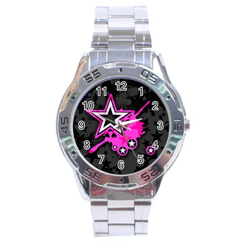 Pink Star Design Stainless Steel Analogue Men’s Watch from ArtsNow.com Front