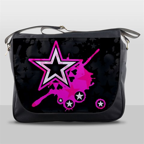 Pink Star Design Messenger Bag from ArtsNow.com Front