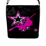 Pink Star Design Flap Closure Messenger Bag (Large)