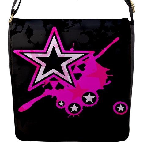 Pink Star Design Flap closure messenger bag (Small) from ArtsNow.com Front