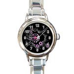 Pink Star Explosion Round Italian Charm Watch