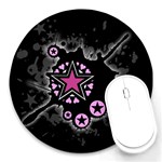 Pink Star Explosion Round Mousepad