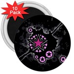 Pink Star Explosion 3  Magnet (10 pack)