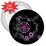 Pink Star Explosion 3  Button (100 pack)