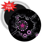 Pink Star Explosion 3  Magnet (100 pack)