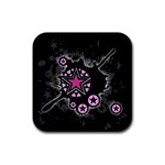 Pink Star Explosion Rubber Square Coaster (4 pack)