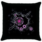 Pink Star Explosion Throw Pillow Case (Black)