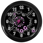 Pink Star Explosion Wall Clock (Black)