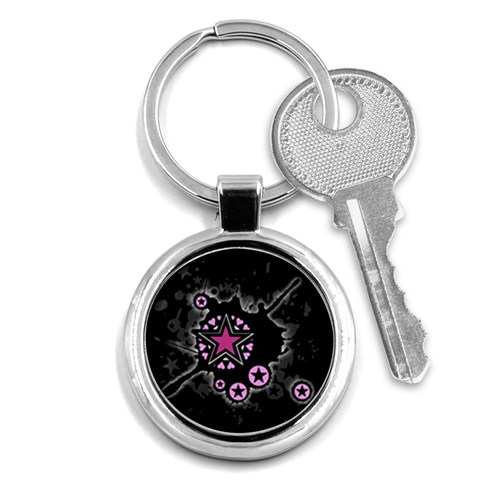 Pink Star Explosion Key Chain (Round) from ArtsNow.com Front