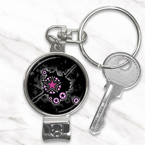 Pink Star Explosion Nail Clippers Key Chain from ArtsNow.com Front