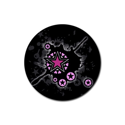 Pink Star Explosion Rubber Coaster (Round) from ArtsNow.com Front