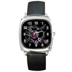 Pink Star Explosion Square Metal Watch