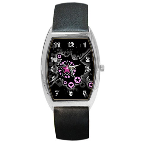 Pink Star Explosion Barrel Style Metal Watch from ArtsNow.com Front