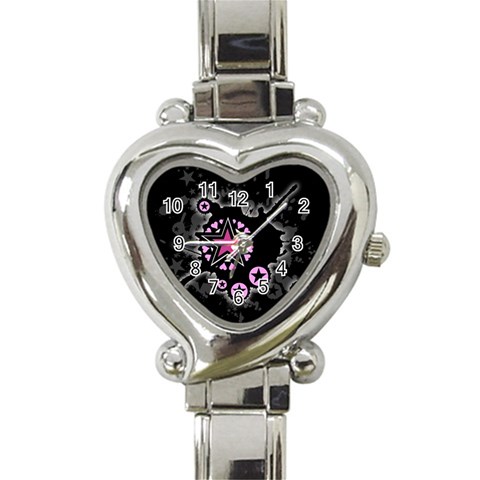 Pink Star Explosion Heart Italian Charm Watch from ArtsNow.com Front