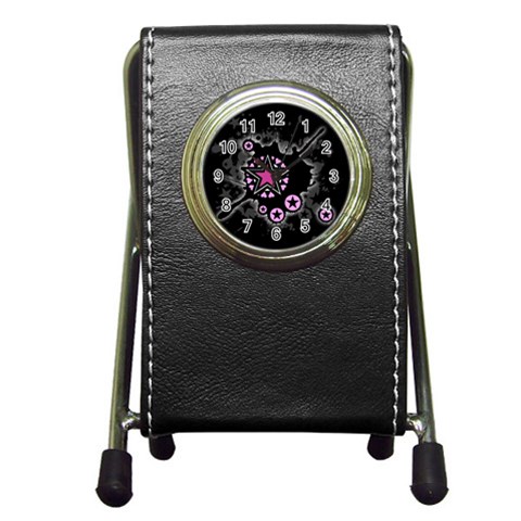 Pink Star Explosion Pen Holder Desk Clock from ArtsNow.com Front