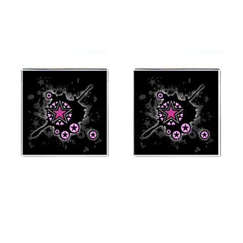 Pink Star Explosion Cufflinks (Square) from ArtsNow.com Front(Pair)