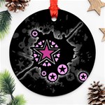 Pink Star Explosion Round Ornament (Two Sides)