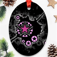Pink Star Explosion Oval Ornament (Two Sides) from ArtsNow.com Back