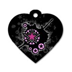 Pink Star Explosion Dog Tag Heart (One Side)