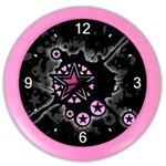 Pink Star Explosion Color Wall Clock