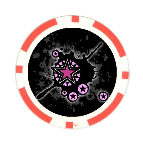 Pink Star Explosion Poker Chip Card Guard from ArtsNow.com Front