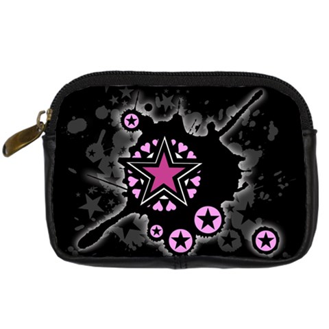Pink Star Explosion Digital Camera Leather Case from ArtsNow.com Front