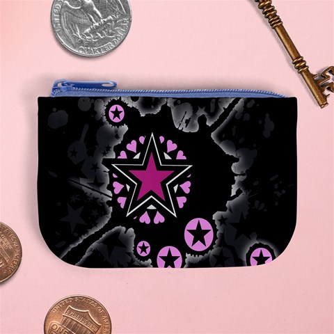 Pink Star Explosion Mini Coin Purse from ArtsNow.com Front