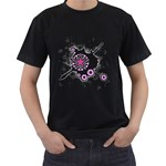 Pink Star Explosion Black T-Shirt
