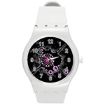 Pink Star Explosion Round Plastic Sport Watch Medium