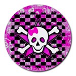 Pink Star Skull Round Mousepad