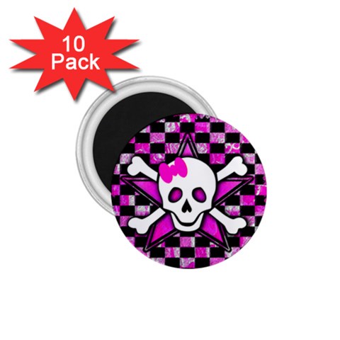 Pink Star Skull 1.75  Magnet (10 pack)  from ArtsNow.com Front