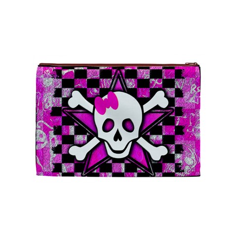 Pink Star Skull Cosmetic Bag (Medium) from ArtsNow.com Front