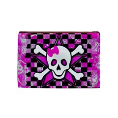 Pink Star Skull Cosmetic Bag (Medium) from ArtsNow.com Front