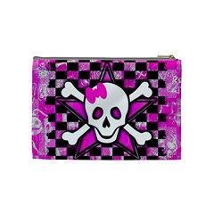 Pink Star Skull Cosmetic Bag (Medium) from ArtsNow.com Back