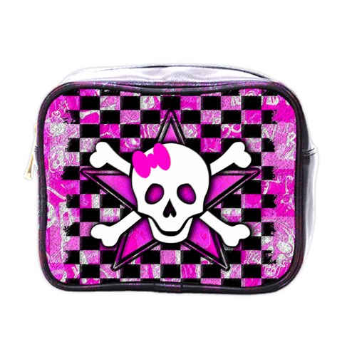 Pink Star Skull Mini Toiletries Bag (One Side) from ArtsNow.com Front