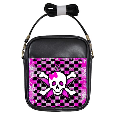 Pink Star Skull Girls Sling Bag from ArtsNow.com Front