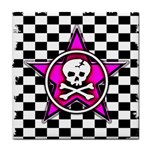 Pink Star Skull Checker Tile Coaster