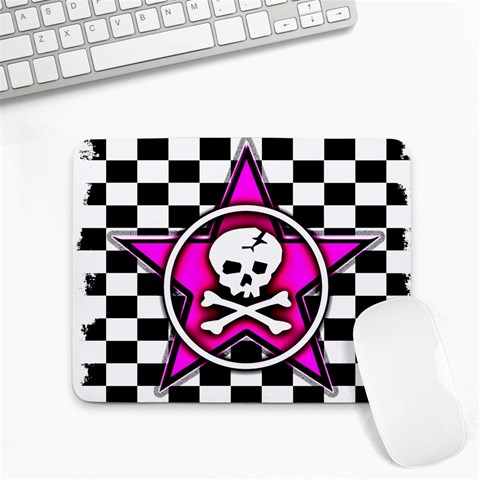Pink Star Skull Checker Small Mousepad from ArtsNow.com Front
