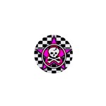 Pink Star Skull Checker 1  Mini Magnet