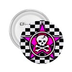 Pink Star Skull Checker 2.25  Button